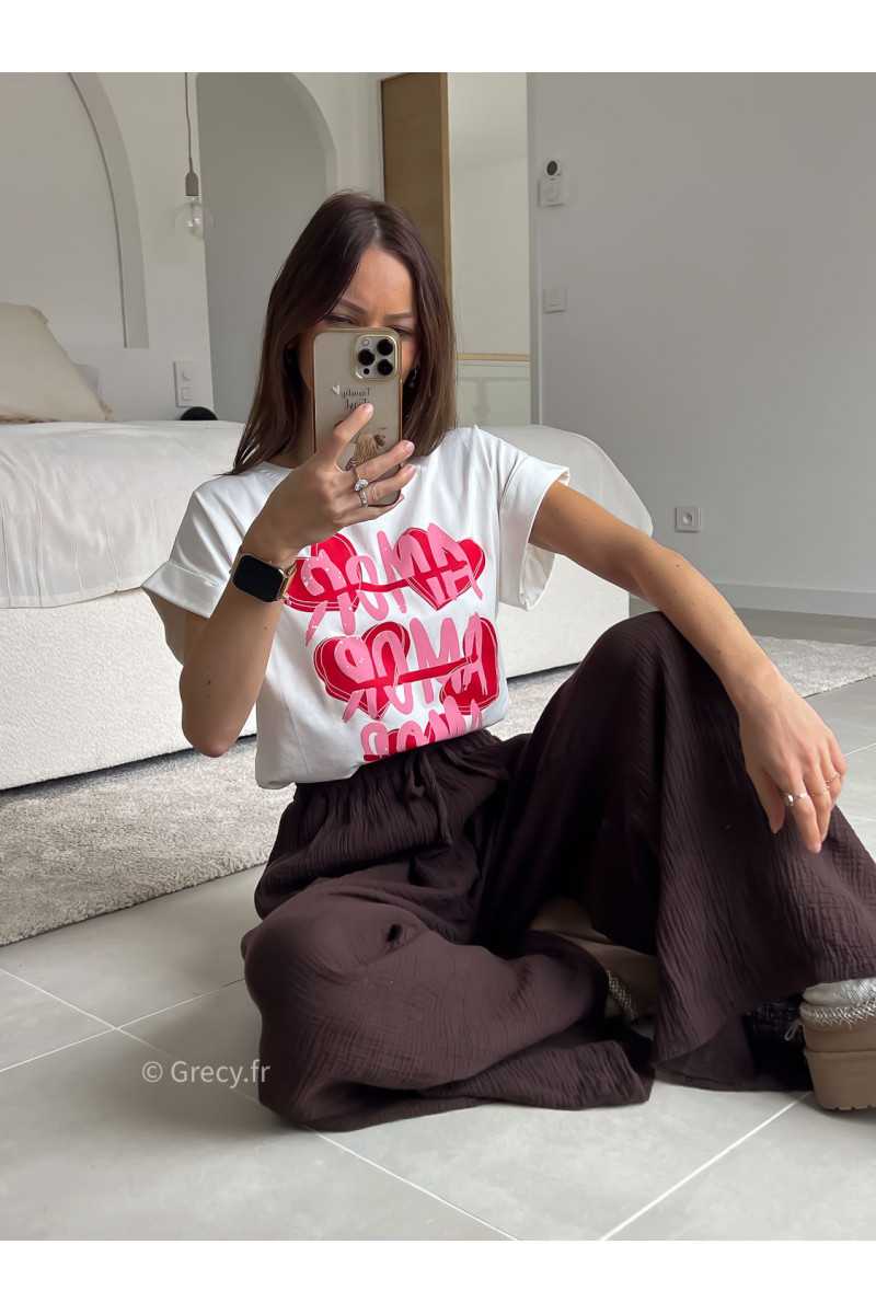 t-shirt coeur amor blanc look ootd outfit mode tendance grecy