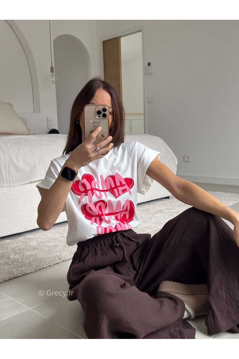 t-shirt coeur amor blanc look ootd outfit mode tendance grecy