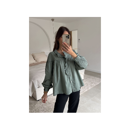 blouse babydoll kaki manches longues look ootd outfit mode tendance grecy